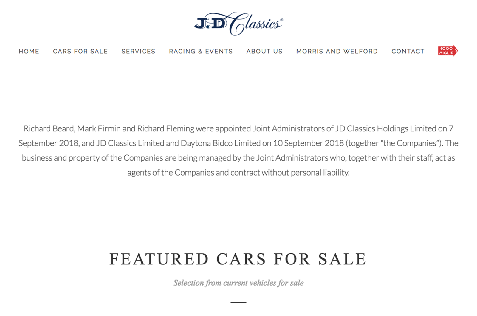 Classic & Sports Car – JD Classics enters administration