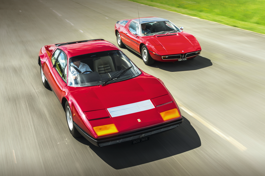 Classic & Sports Car – Supercar legends: Ferrari 365GT4 Berlinetta Boxer fights Maserati Bora for Modena supremacy